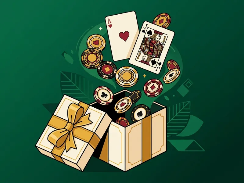 Coffret cadeau et jetons de poker illustrant un bonus de bienvenue